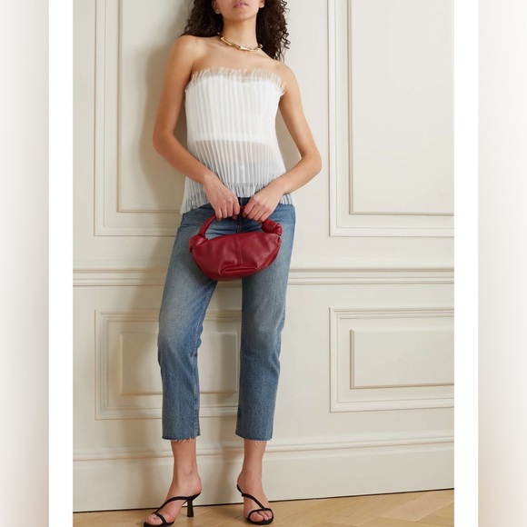 Interior Briony Strapless Pleated Layered Silk-organza Mesh Top Ecru - Picture 2 of 5